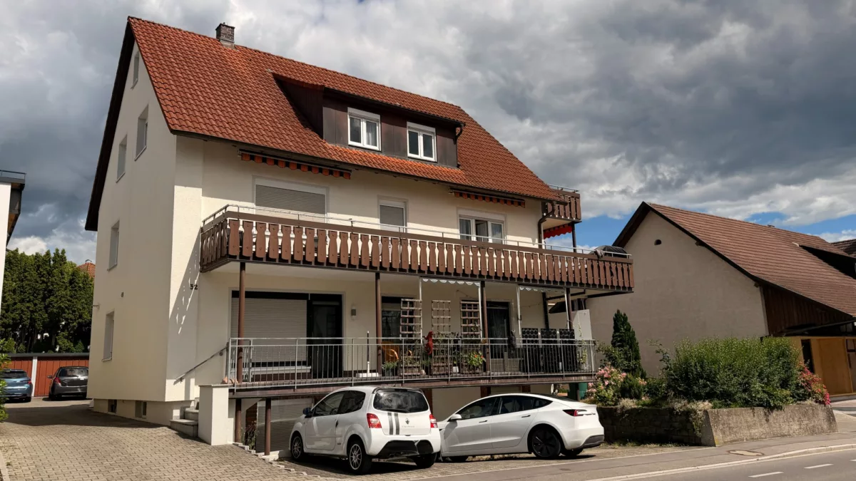 Ansicht mit Zufahrt Garage