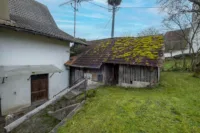Hinterausgang und Holzschuppen
